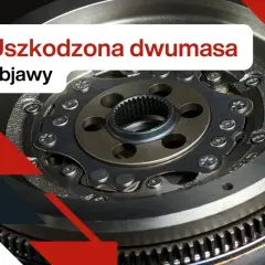 Zbliżenie na uszkodzoną dwumasę. Widoczne zębatki i elementy mechanizmu. Poznaj objawy awarii.