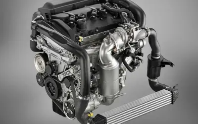 Silnik 1.6 THP z turbosprężarką i intercoolerem, gotowy do montażu.