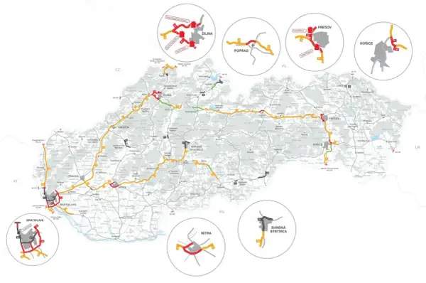 Mapa pokazuje sieć płatnych autostrad w Polsce, z zaznaczonymi głównymi miastami i trasami.